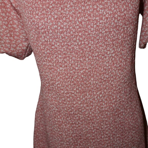 SALE Floral Smocked Mini Dress with Ruffle and Puffed Sleeves Pink XL NWT's - Picture 6 of 12